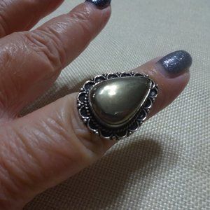 Unique "APACHE PYRITE" Handmade Sterling Ring Size 7.25 #414B